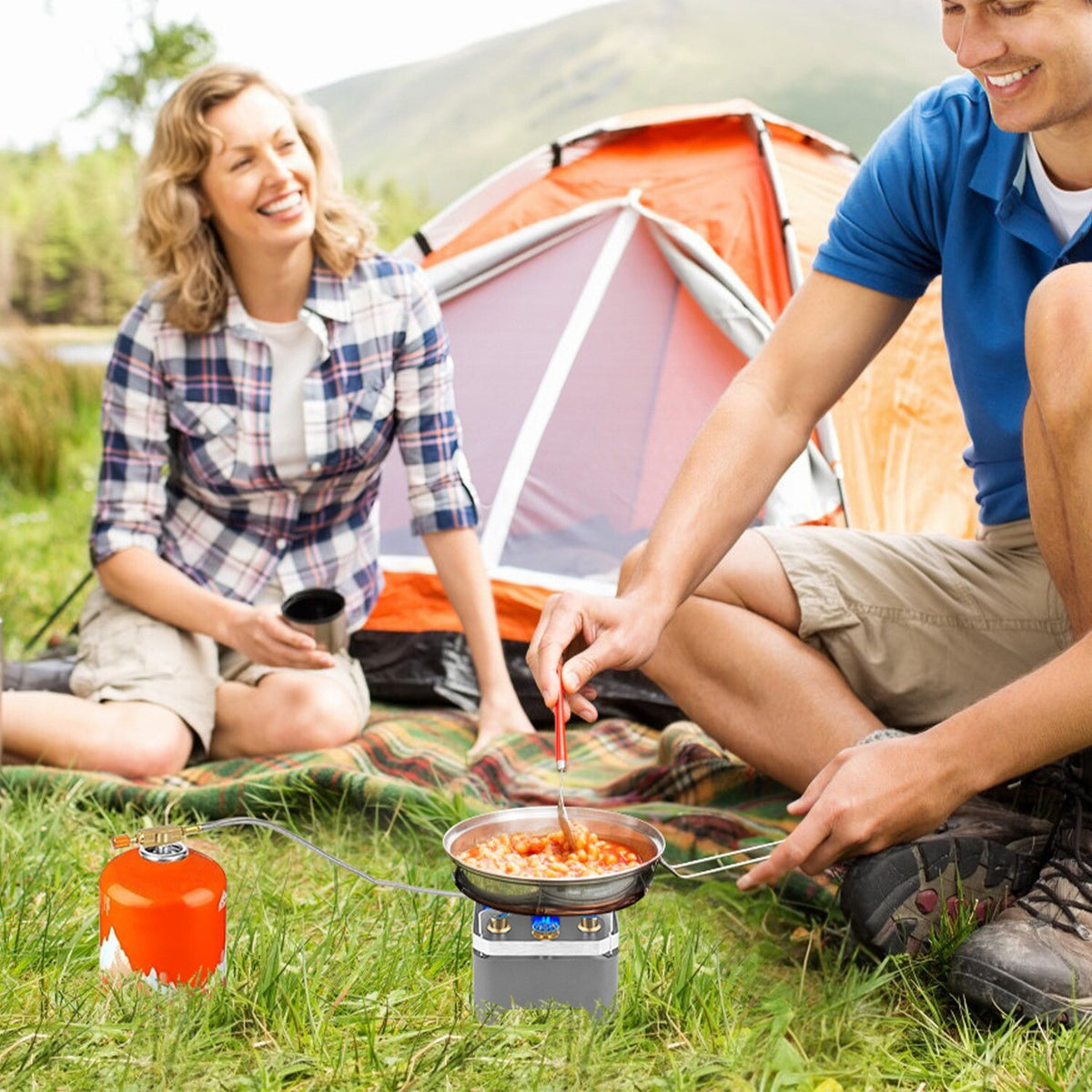 Portable Camping Gas Stove with Carry Bag 12000W Backpacking Cooker