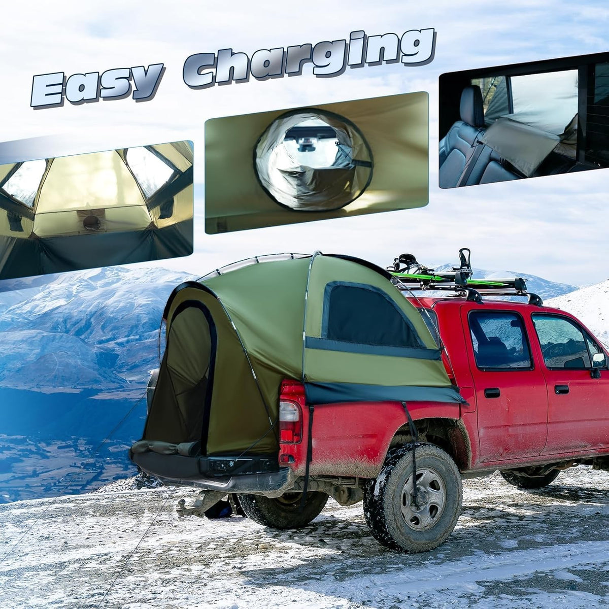 Waterproof Truck Bed Tent for Pickup Trucks 5-5.4 ft Camping Gear