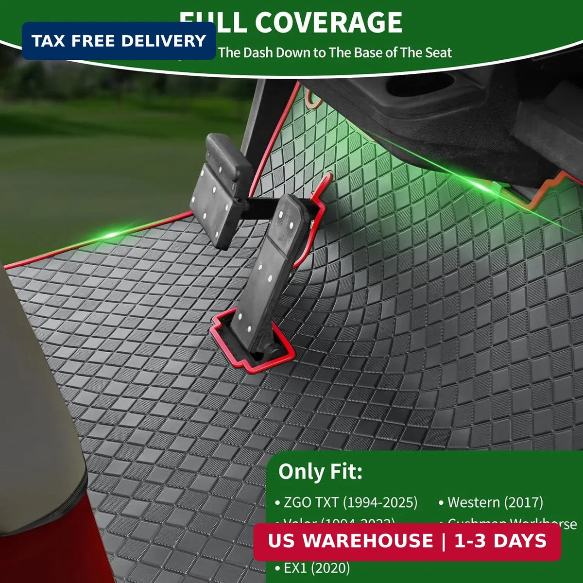 Golf Cart Floor Liner Mat 8mm Thick Rubber Full Coverage for EZGO TXT 1994-2025