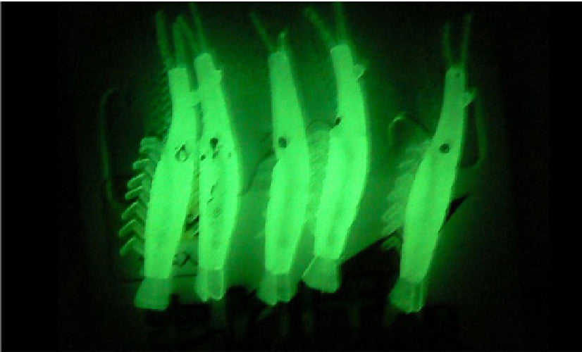 Glow in Dark Shrimp Fishing Rigs Set with 5 Hooks - Size 16