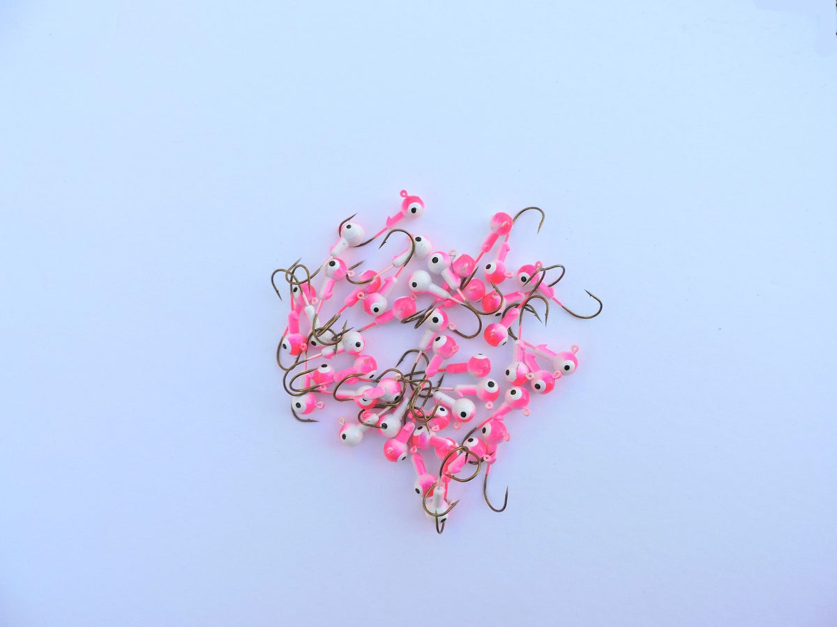 50-Piece Lead Jig Head Fishing Hooks Set - 1/8 oz Crappie Tackle