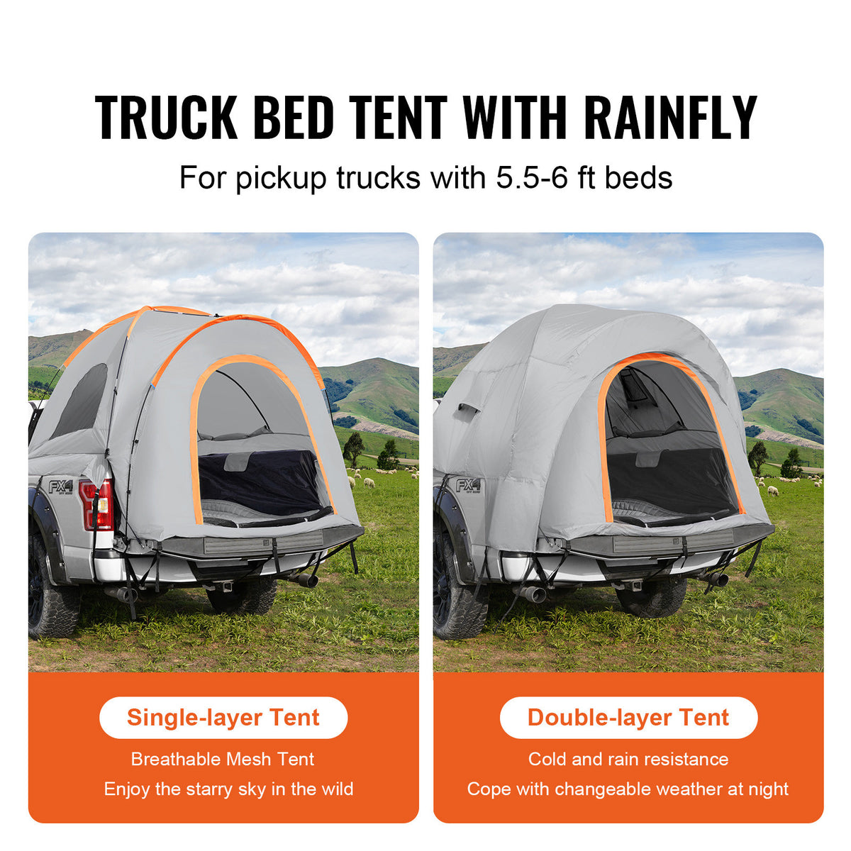 SUV Camping Tent Waterproof 8' x 8' for Jeep Wrangler Pick-up