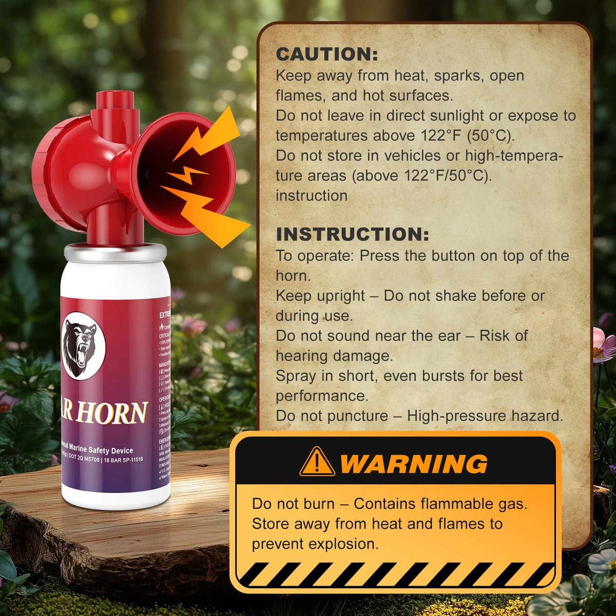 Loud Air Horn for Outdoor Safety and Wildlife Warning 122dB - 2 Pack