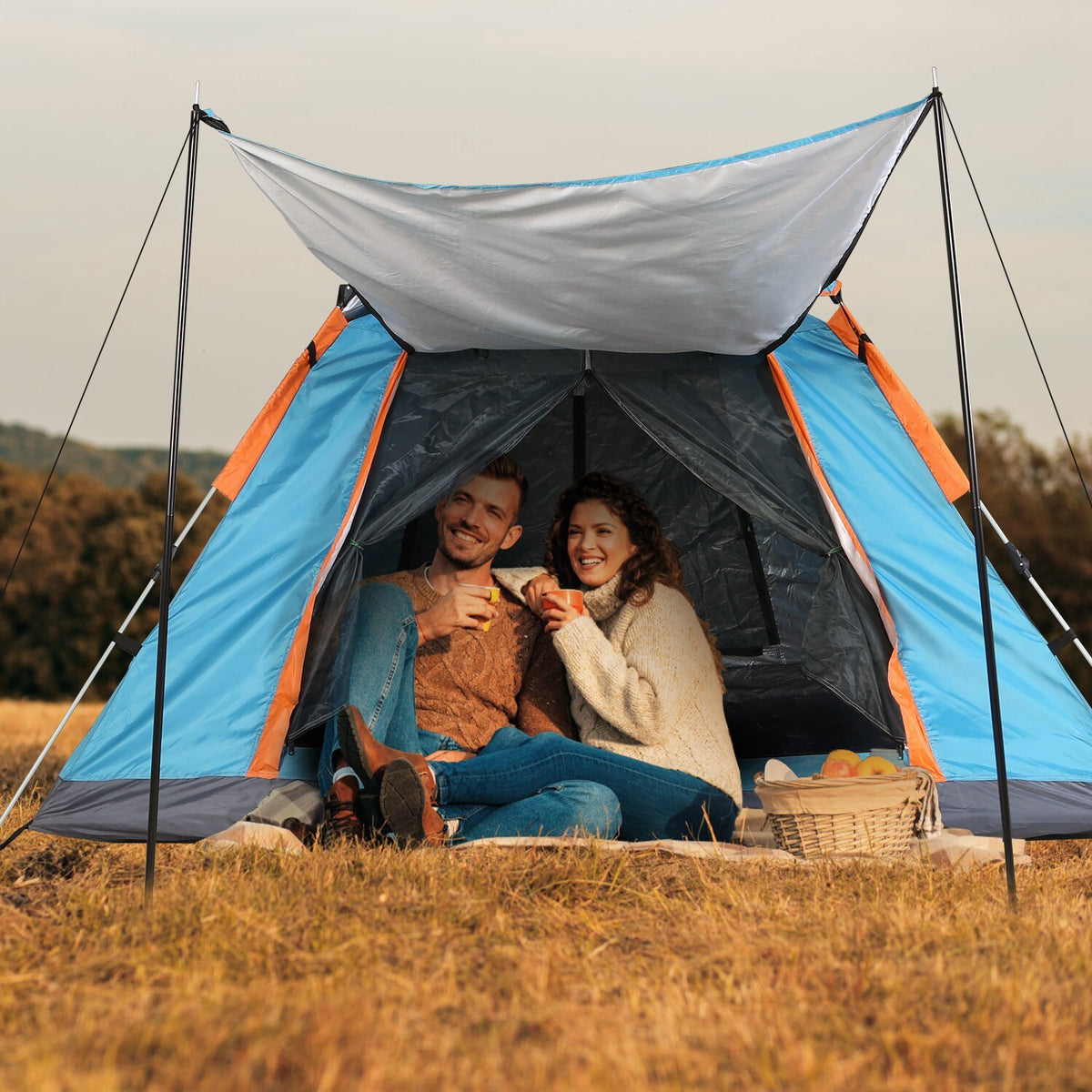 4-5 Person Waterproof Camping Tent with Mosquito Nets & Windows for Hiking