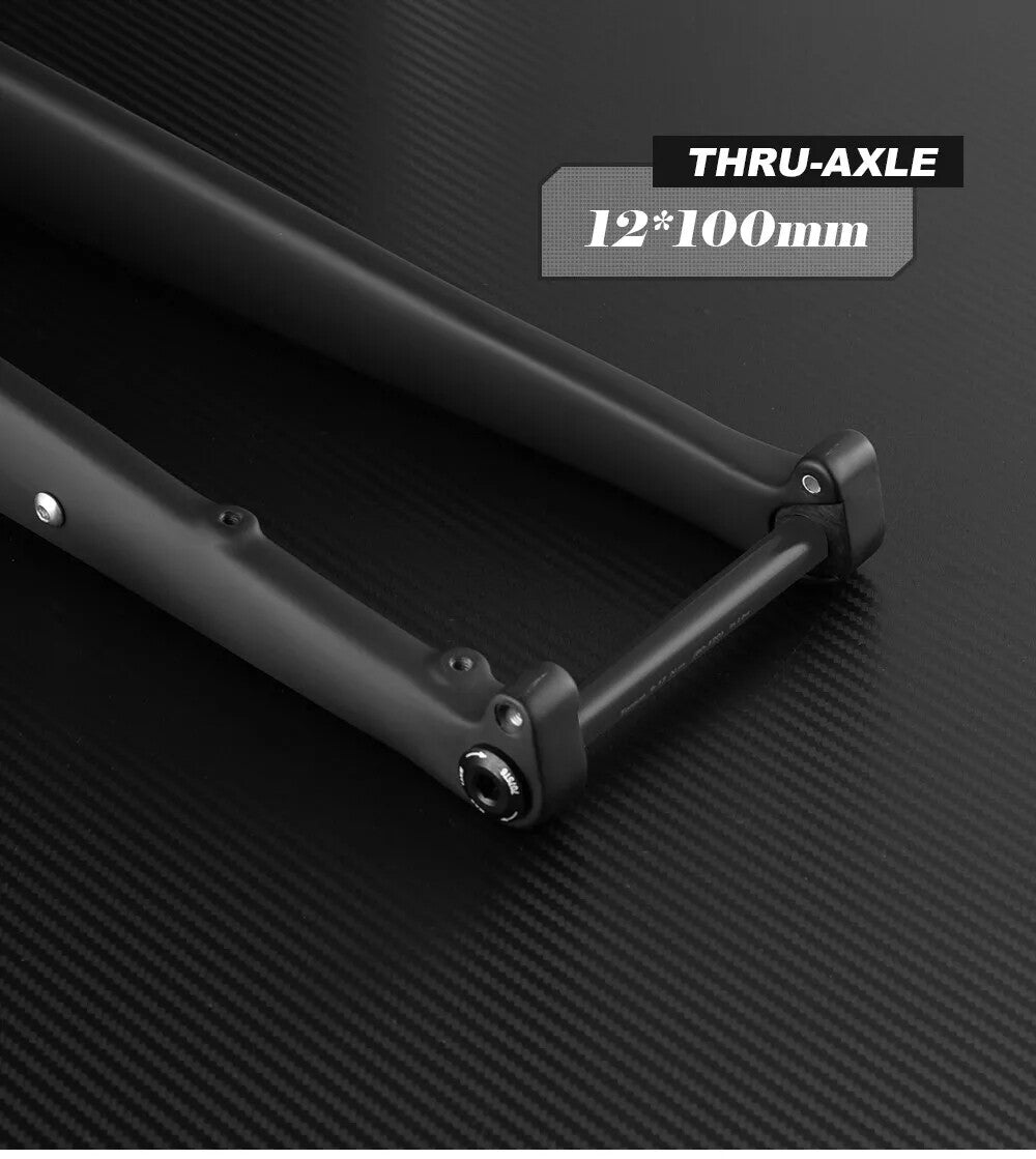 700C Carbon Road Gravel Bike Fork Tapered Disc Brake 12mm Thru Axle