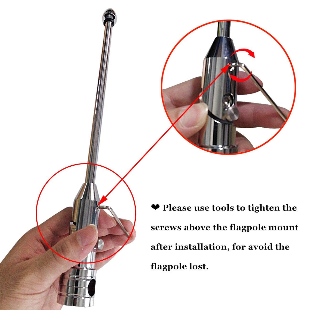 Motorcycle Flag Pole Mount - 2 Pack, 90° Fold-Down, 1/2 Inch Tubing
