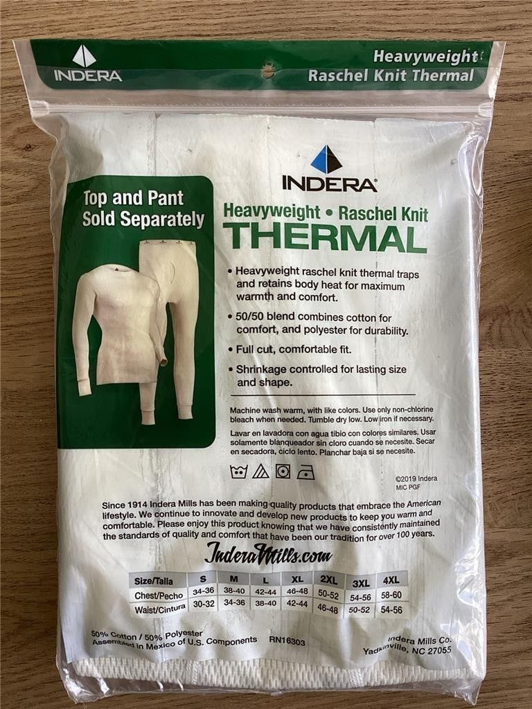 Indera Heavyweight Thermal Pants for Men 2XL White