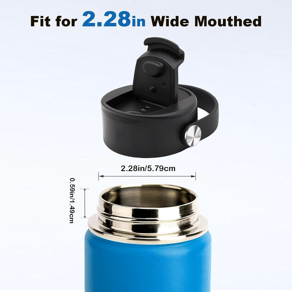 Leak-Proof Flip Lid for Wide Mouth Water Bottles 12-64 oz - Compatible with Hydro Flask & More