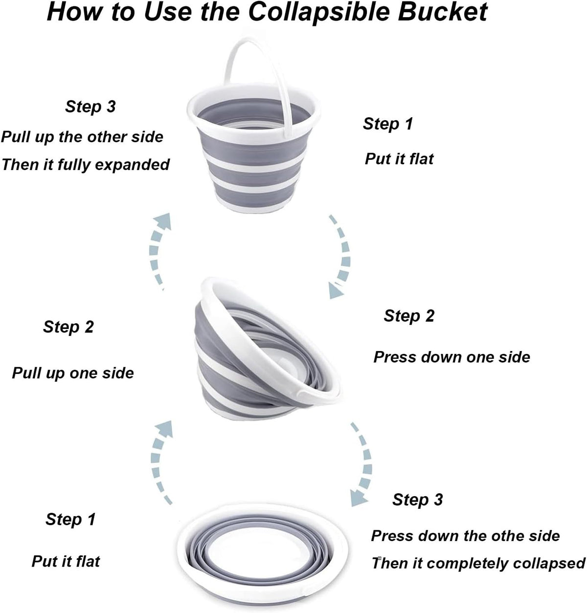 Foldable 1.3 Gallon Water Bucket for Cleaning Camping & Outdoor Use