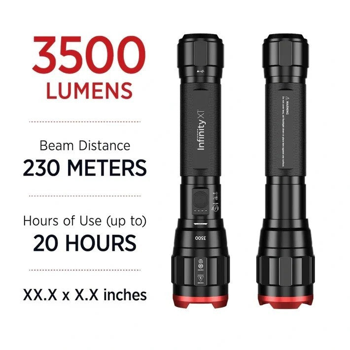 Dual Power 3500 Lumen Focusing Flashlight 2-Pack - Rechargeable Outdoor LED