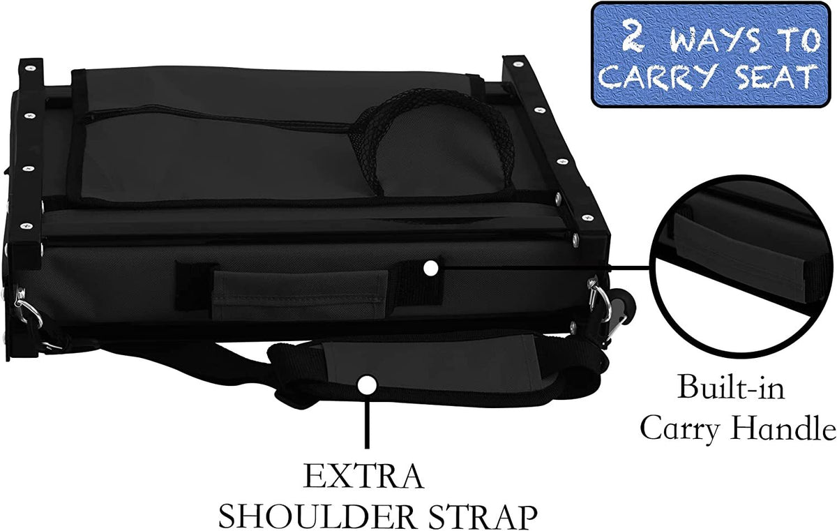 Padded Stadium Seat with Back Support, Cup Holder, Shoulder Strap