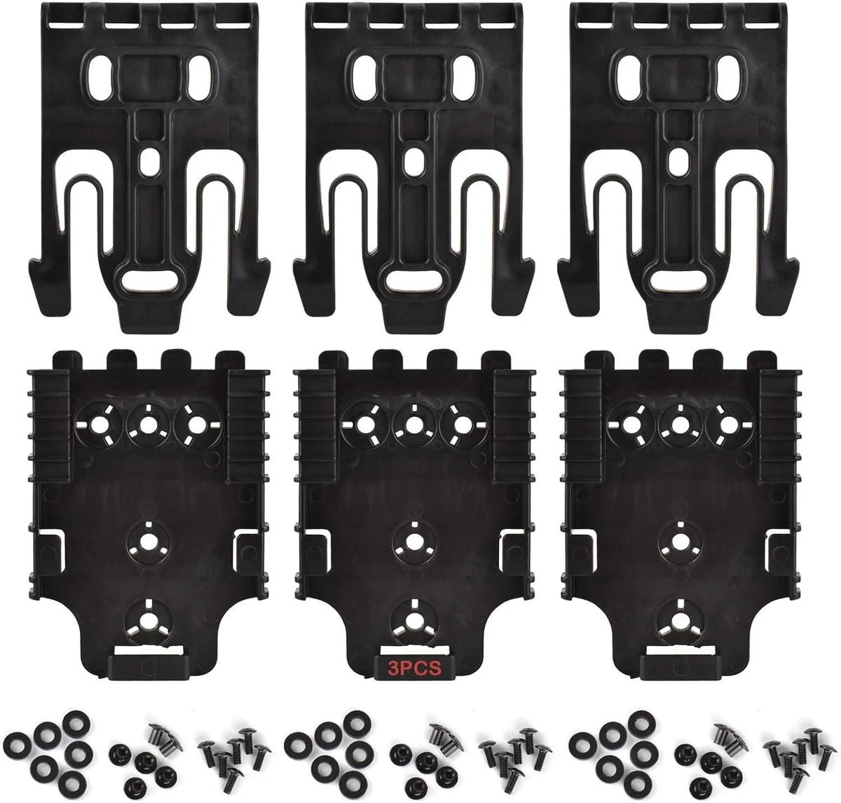 Quick Locking System Kit with Forks for Securing Gear - Black, 3 Pack