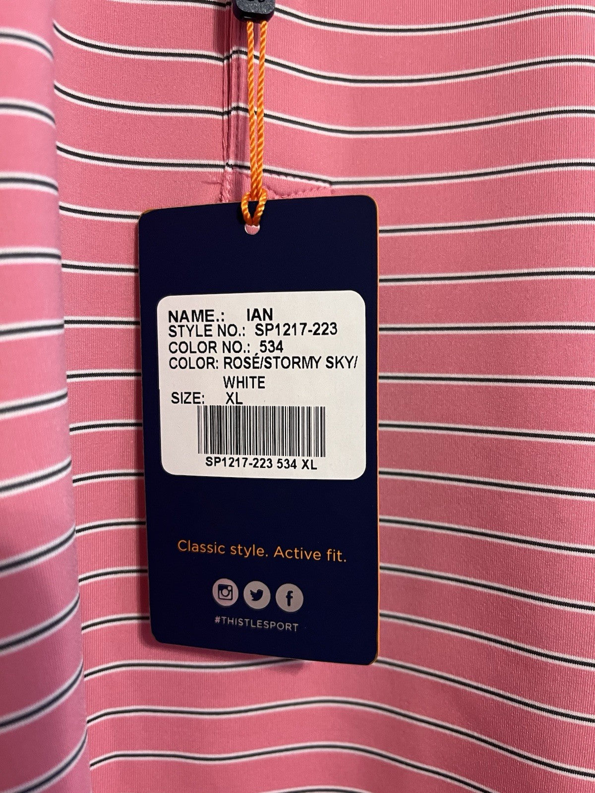 Men's Golf Polo Shirt - Donald Ross Sport XL in Rose/White/Stormy Sky