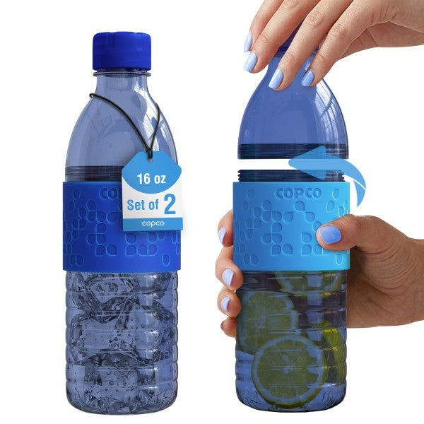 16.9oz Leak-Proof Reusable Water Bottle Set with Non-Slip Sleeve
