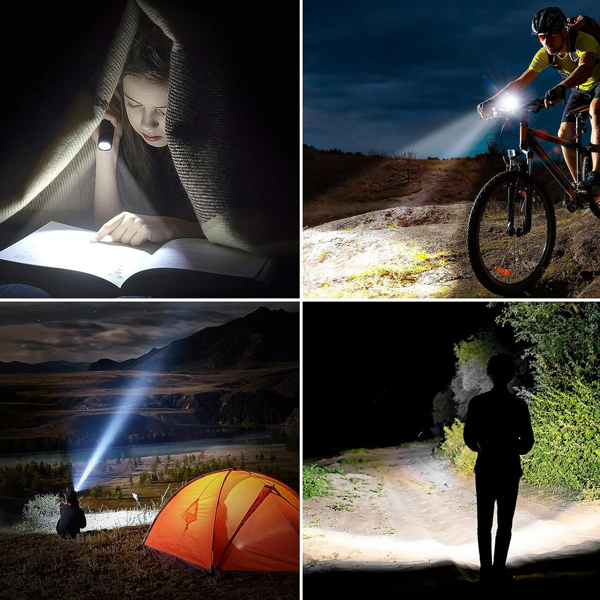 Rechargeable LED Flashlight with Zoom, 4 Modes, High Lumens Portable Torch