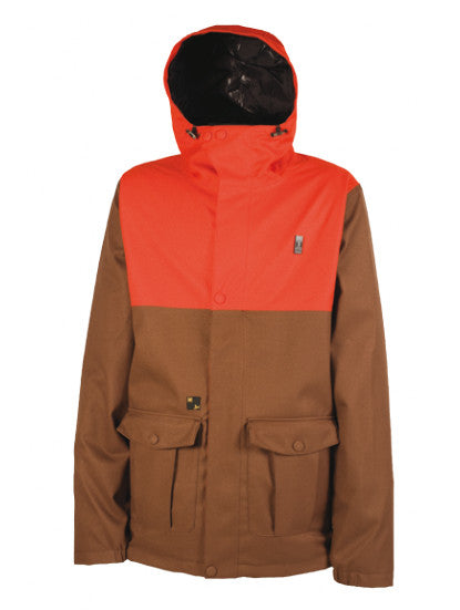 Men's Snowboard Jacket - Brown Waterproof Shell with Taped Seams Large