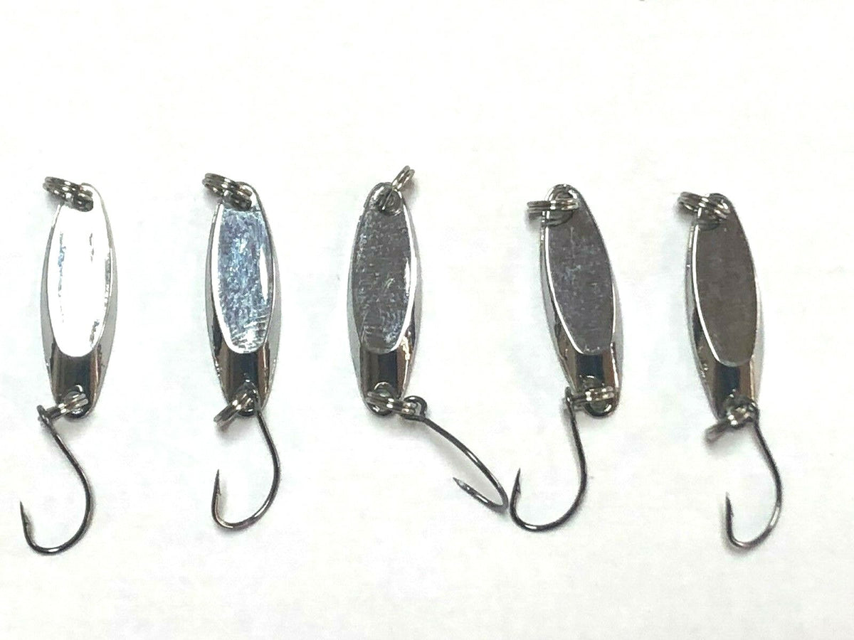 Fishing Lure Spoons Set - Kastmaster Style for Trout, Bass, Crappie - 1/16 oz, 1.5" Hooks, Silver & Gold