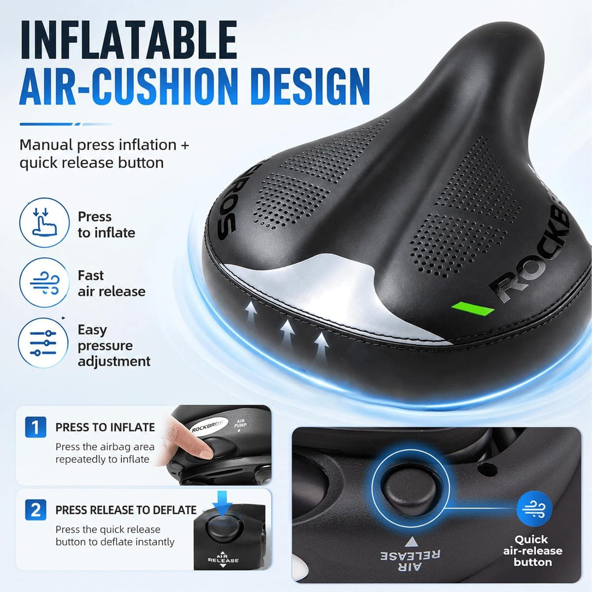 Inflatable Bicycle Seat Cushion Shock Absorbing Comfortable Saddle