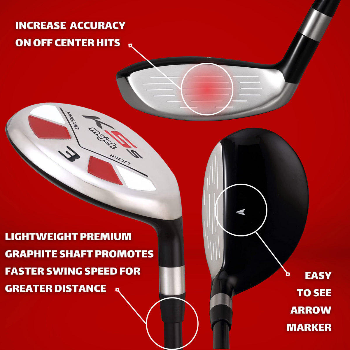 Senior Golf Hybrid Club #3 Graphite Shaft Forgiving Distance Utility