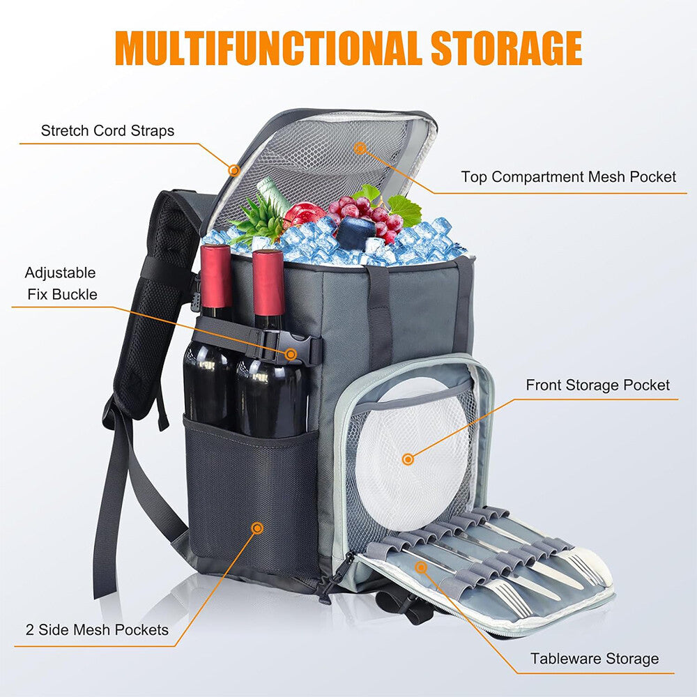 20L Heavy Duty Insulated Cooler Backpack Waterproof Leakproof Outdoor Lunch Bag