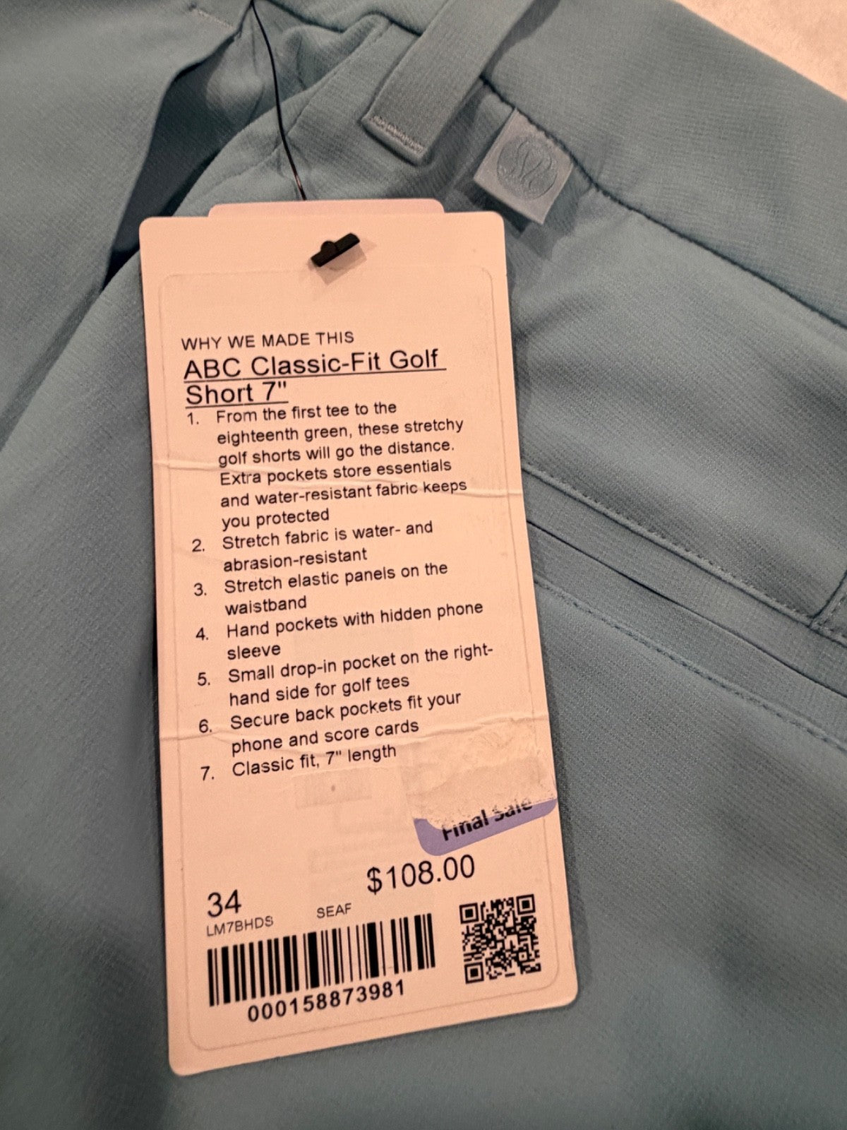 Men's 7-Inch Performance Golf Shorts UV Protection Quick Dry Breathable