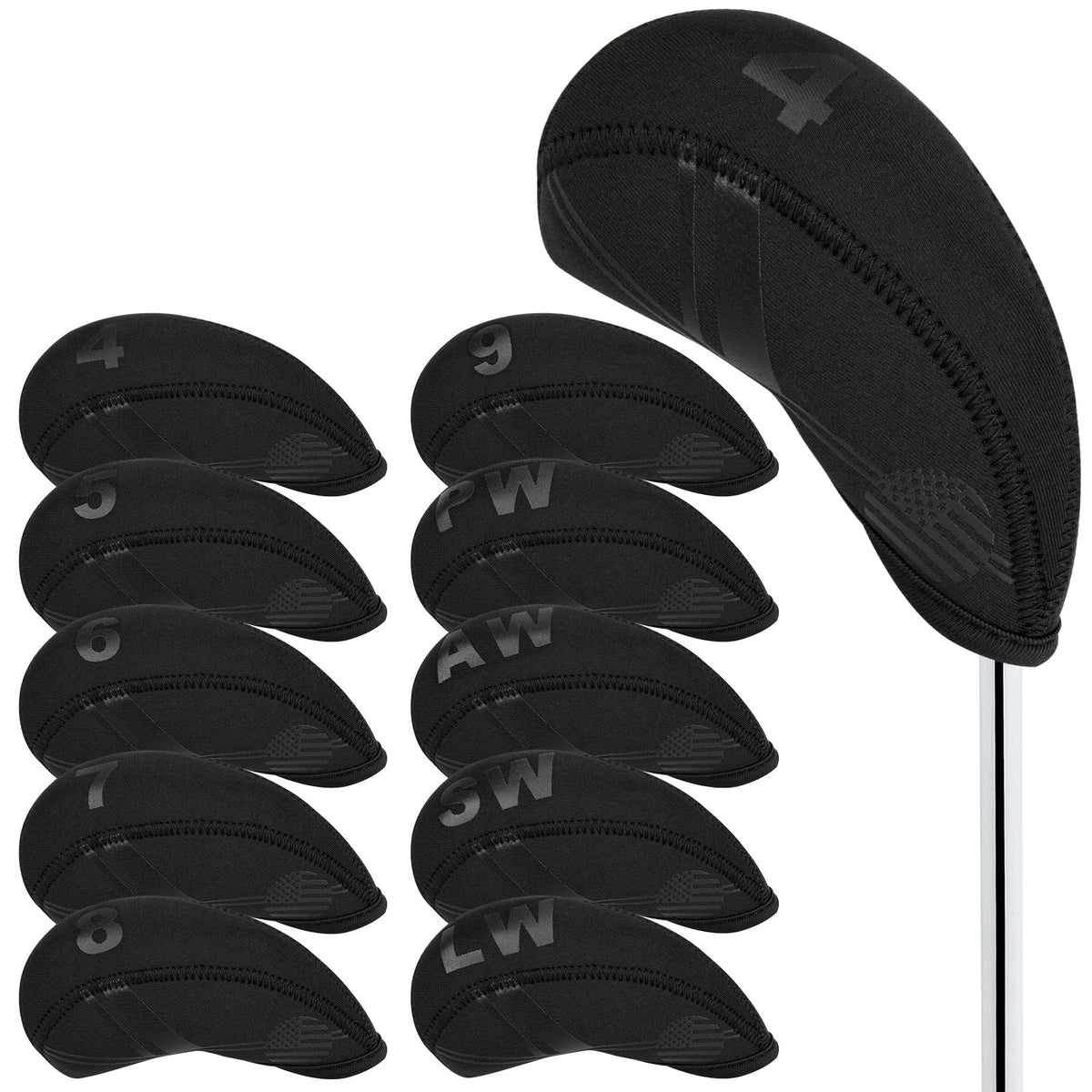 Golf Iron Head Covers Set 10Pcs Neoprene USA Flag Club Protector Multi Color