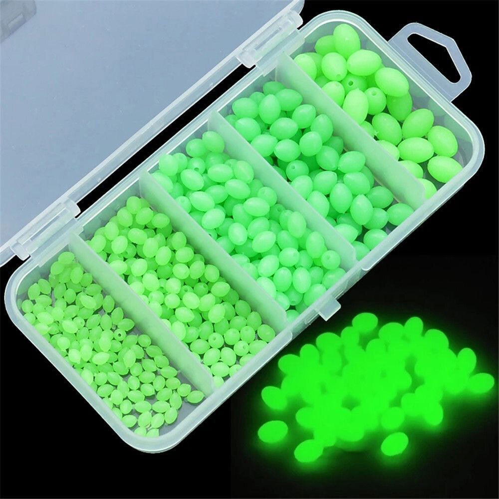 375Pcs Luminous Fishing Beads Oval Glow Sink Beads for Treble Hooks