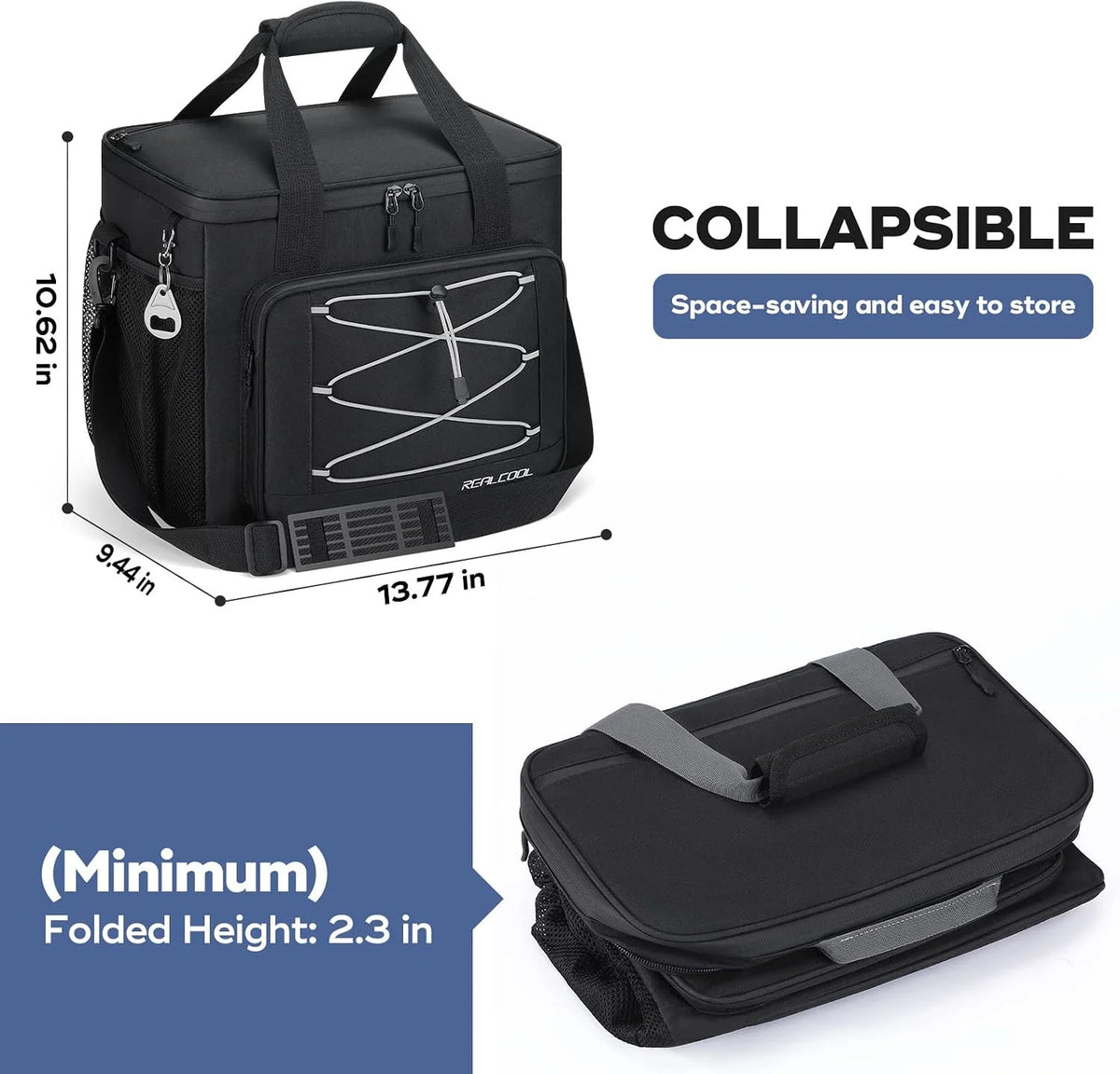 Insulated Soft Cooler Bag for 35/45 Cans, Leak-Proof Collapsible Lunch Tote