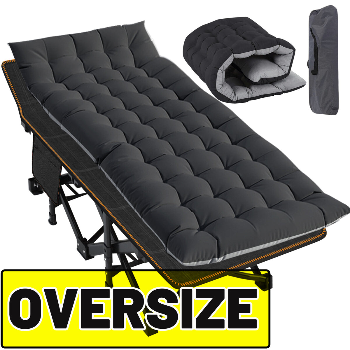 Heavy Duty Folding Camping Cot with Double Layer Oxford Support Up to 900 lbs