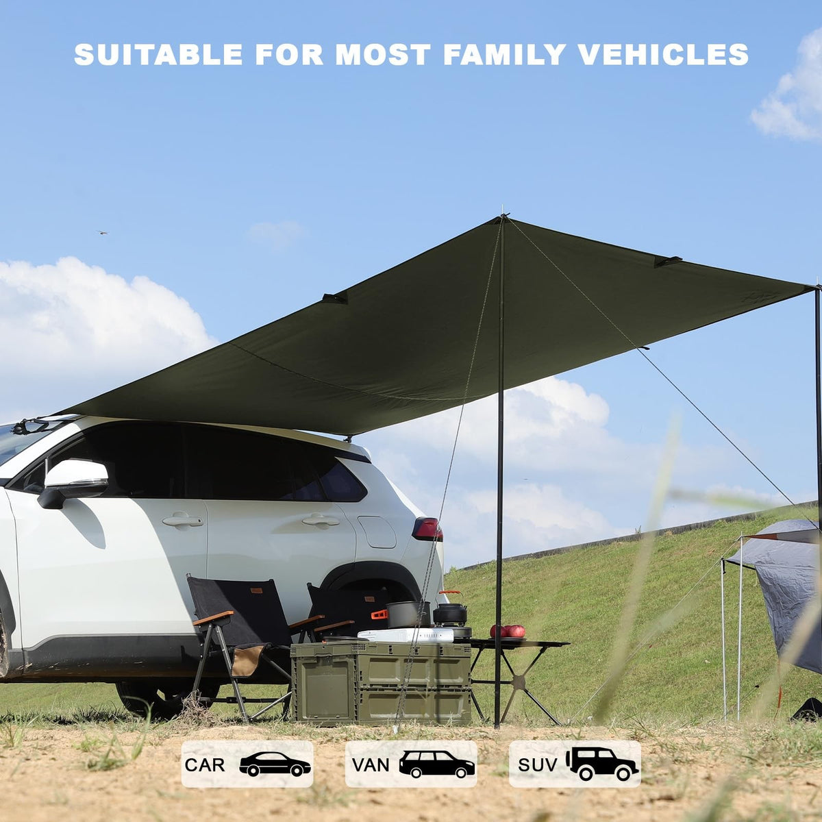 Portable Vehicle Awning for Camping, Van, Truck 10x6.6 ft Water & Sunproof