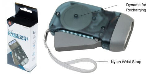 LED Dynamo Hand Crank Flashlight - Emergency Camping Survival Torch