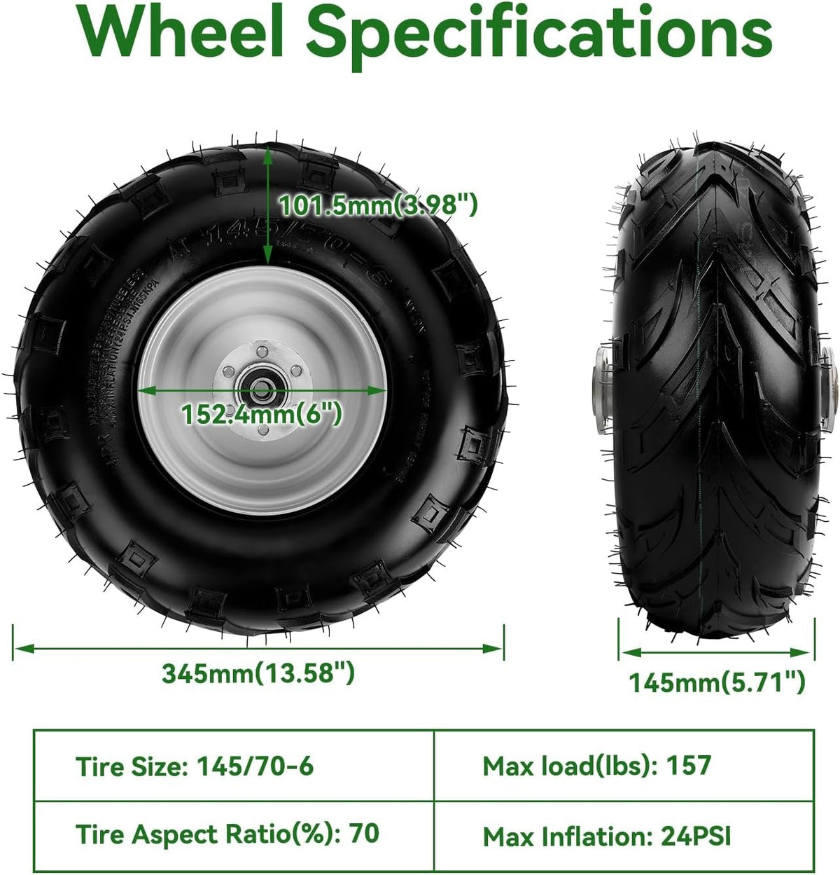 145/70-6 Rear Wheel with Sprocket for Mini Bike CT100U CC100X MBX10 80cc