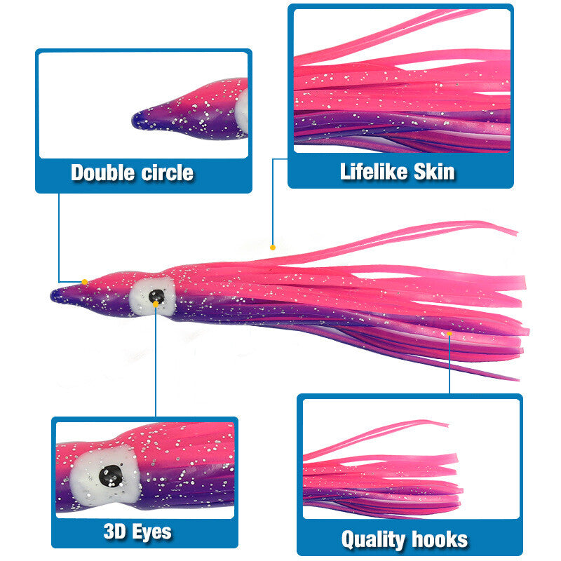 50PCS Soft Plastic Squid & Octopus Fishing Lures Set - Saltwater Trolling Baits
