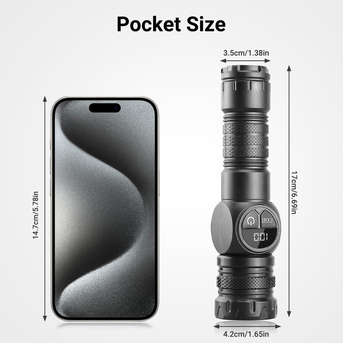 Rechargeable LED Flashlight with Magnetic Base and Multiple Modes