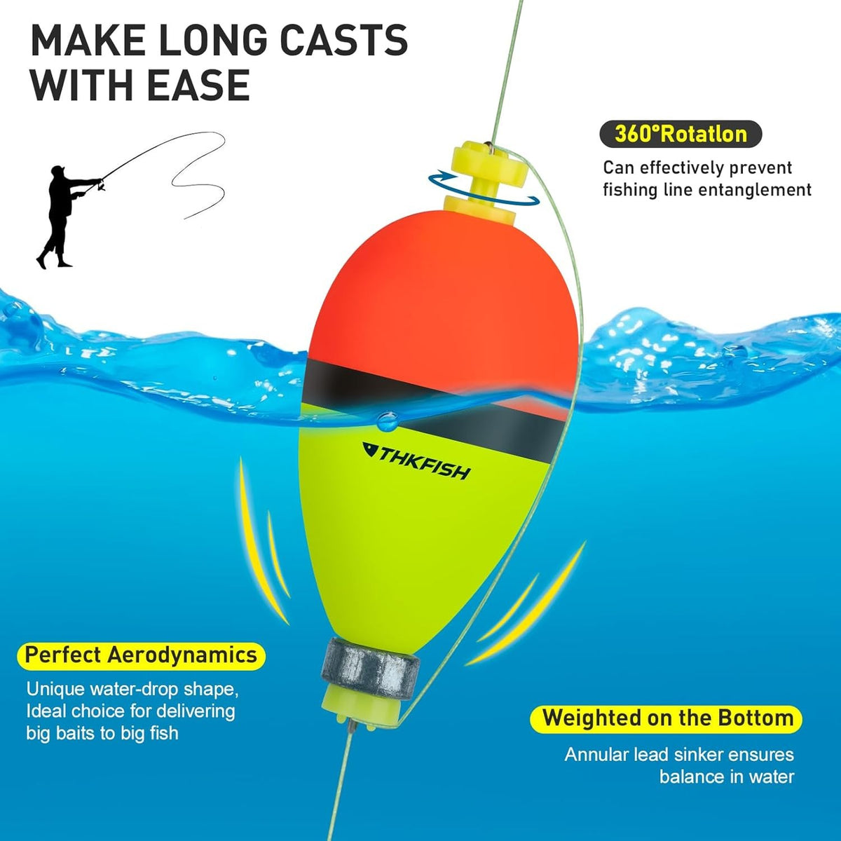 Weighted Foam Fishing Bobbers Floats for Fish 1-2 Inch - Bright Visibility