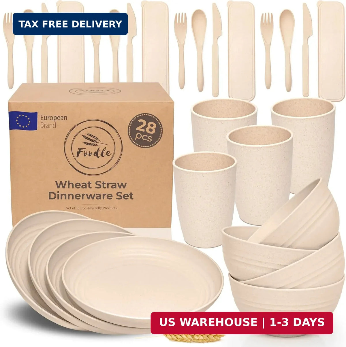 Unbreakable Wheat Straw Dinnerware Set - BPA Free, Microwave & Dishwasher Safe for Camping & Family Use
