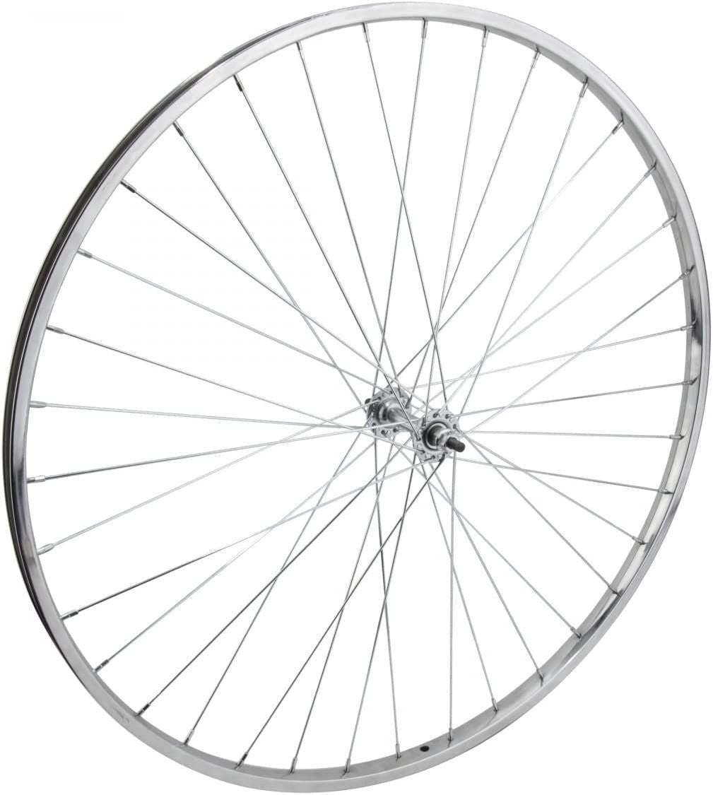 27x1-1/4 inch Bicycle Front Wheel - Steel Chrome Rim, Bolt-On Hub