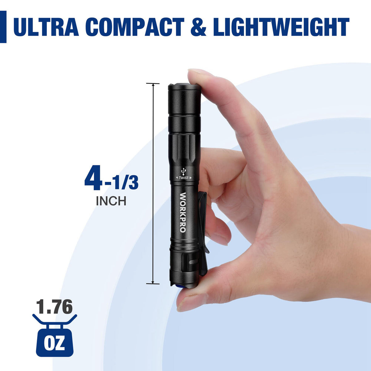 Rechargeable Mini LED Pen Light Flashlight 2 Pack with Memory Function