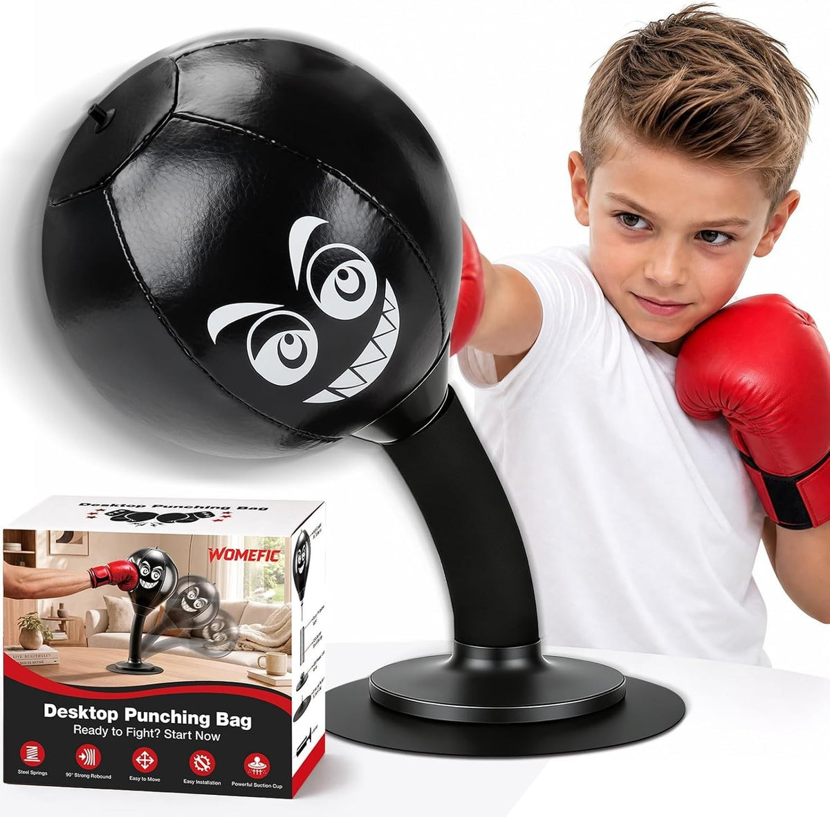 Desktop Punching Bag with Suction Cup Base - Stress Relief Desk Toy