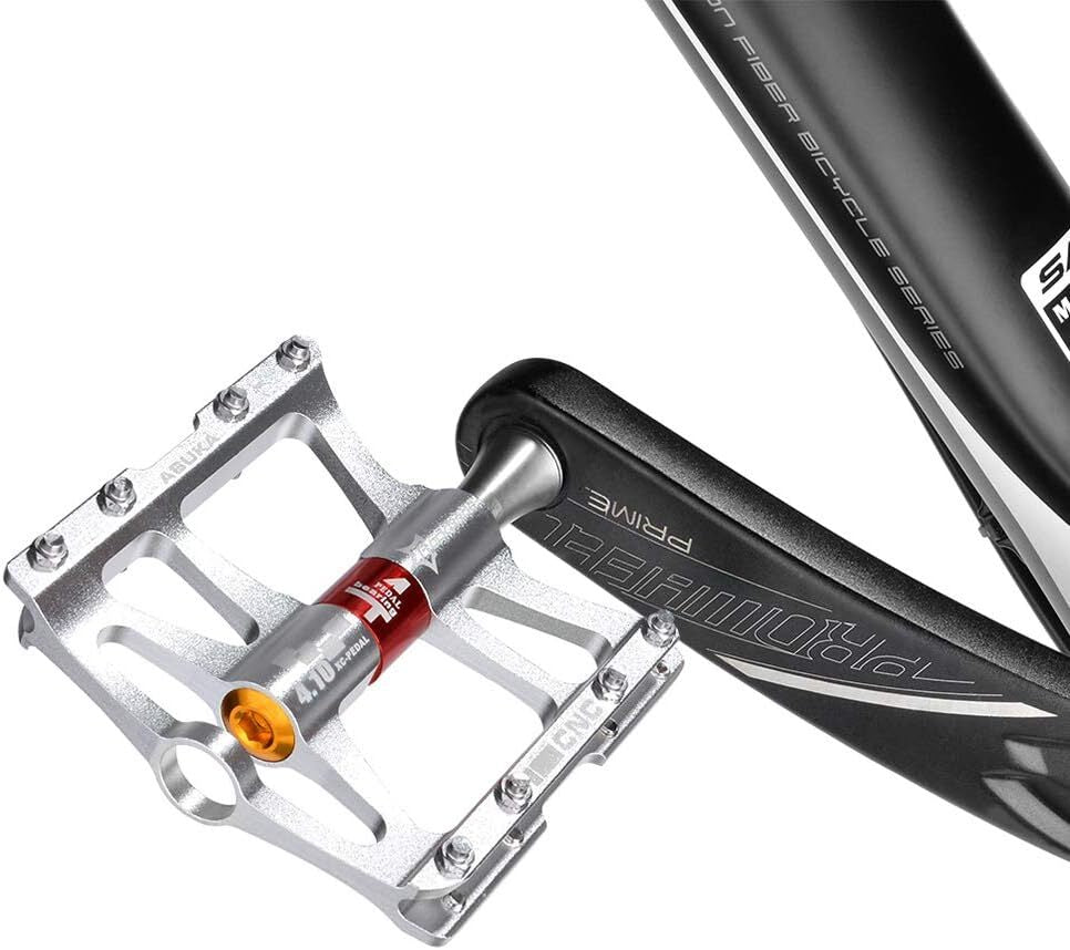Mountain Bike Pedals - Aluminum Alloy Flat Platform with 4 Bearings 9/16" Spindle