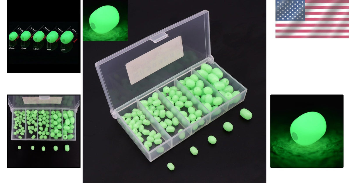 Luminous Green Fishing Beads Set for Deep Water Tackle - 100 Soft Round Baits