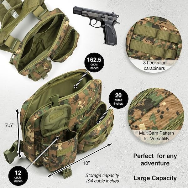 Tactical Chest Rig for Men and Women - Versatile Green Camouflage Pack