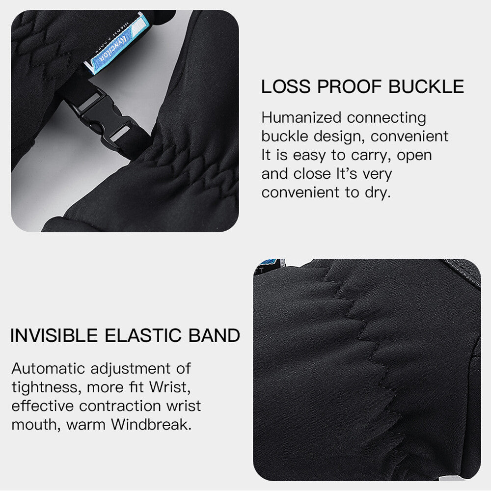 Winter Waterproof Ski Gloves with Fleece Liner Deerskin Suede for Cold Weather