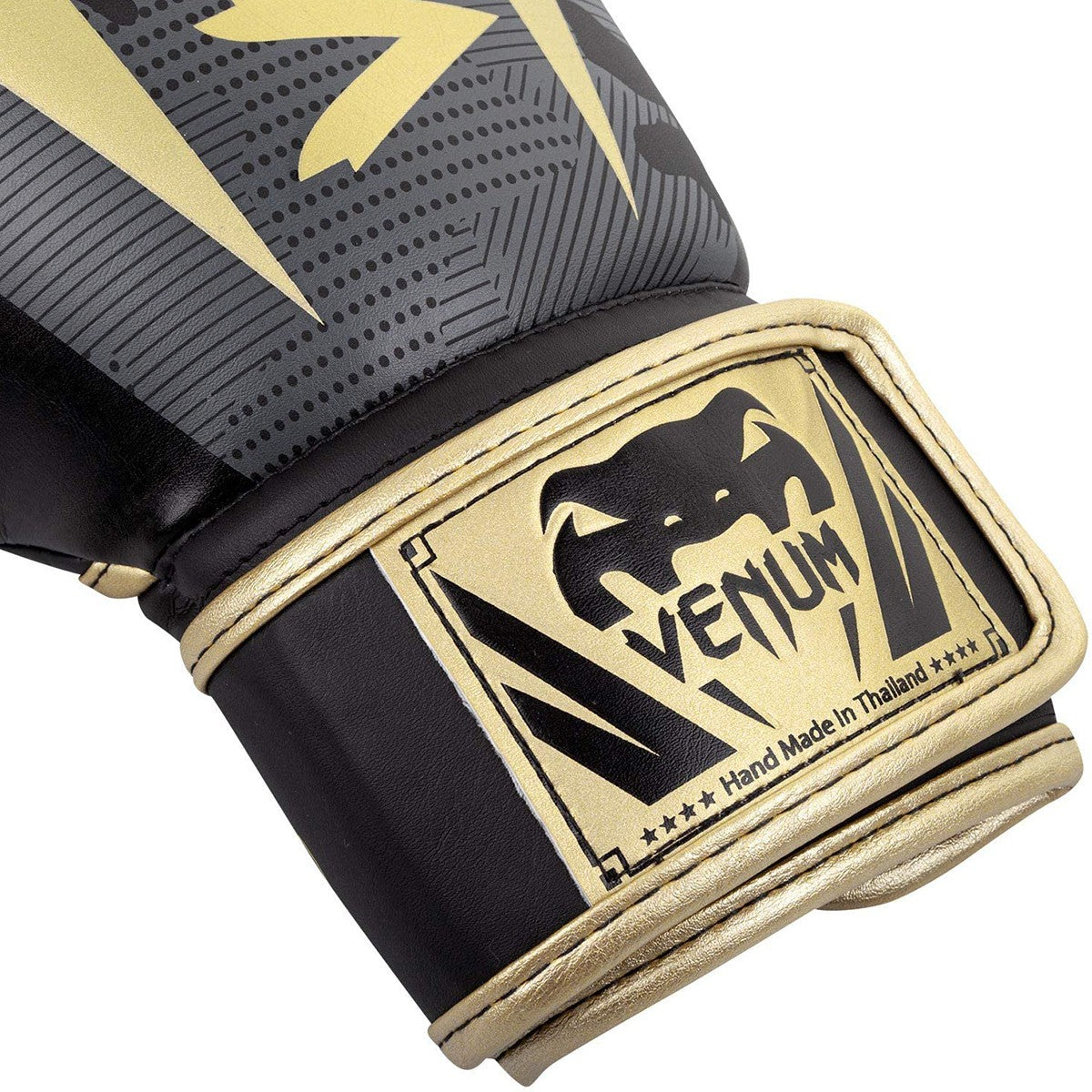 Training Boxing Gloves with Hook and Loop Closure - Dark Camo & Gold