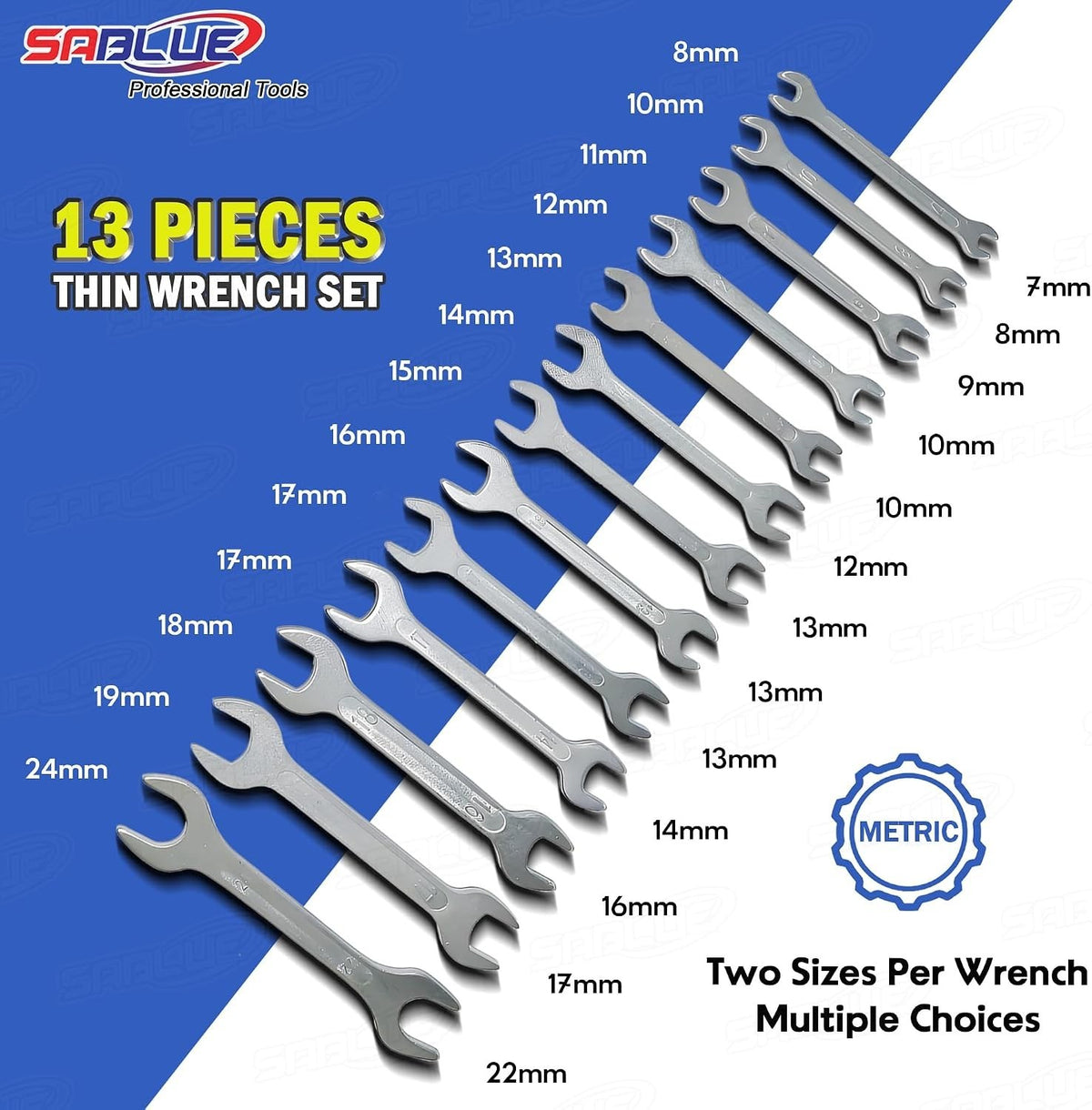 8mm-24mm Cone Wrench Set - Double Ended Bicycle Tool Kit (10 Pieces)