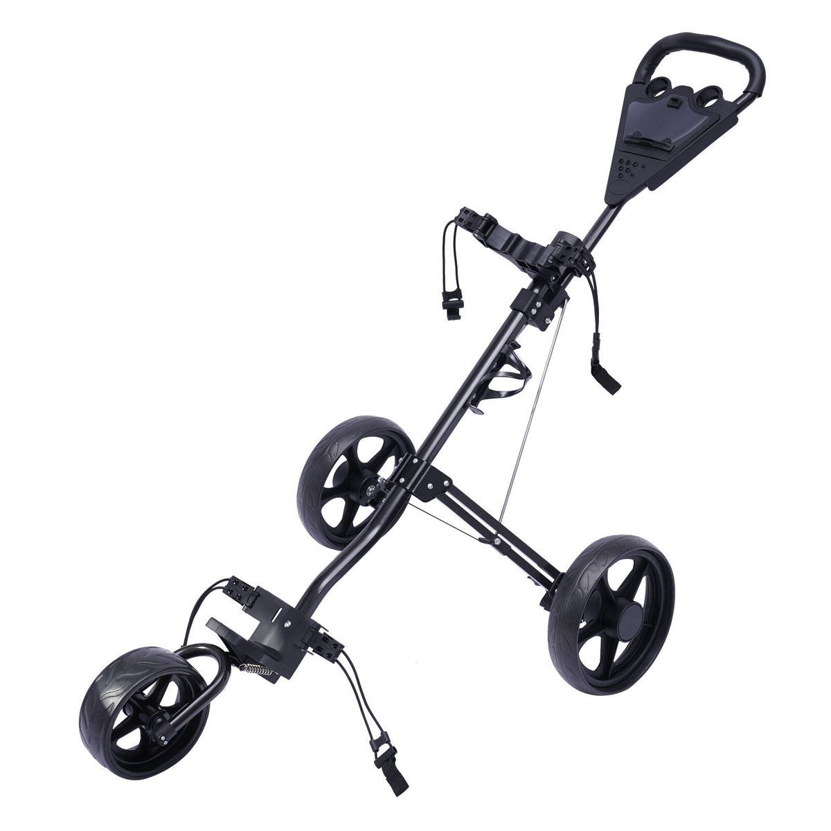 3-Wheel Foldable Golf Push Cart with Foot Brake & Cup Holder