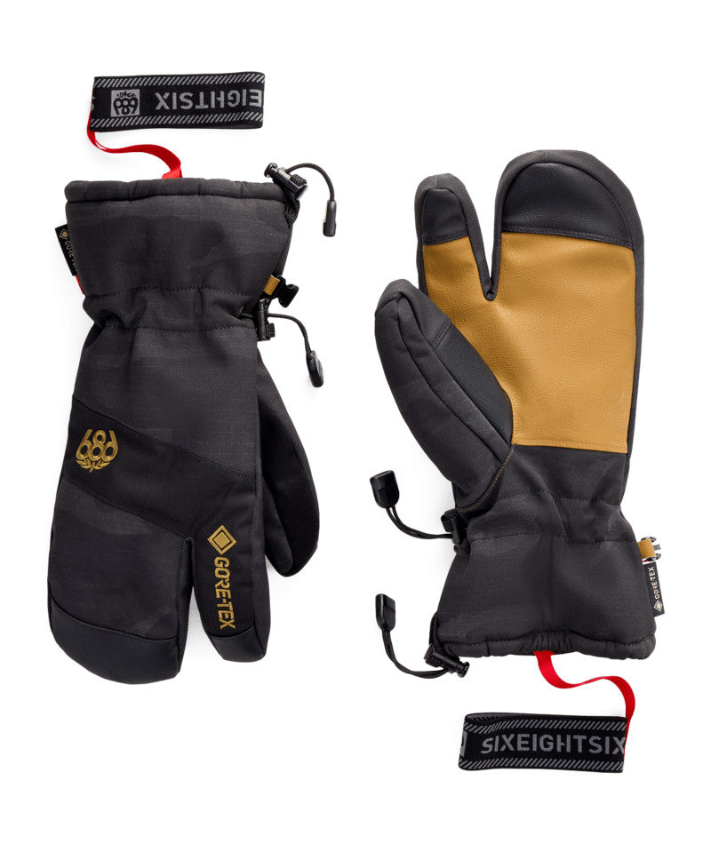 Men's Waterproof Gore-Tex Ski Mittens with Trigger Finger - Black Camo, X-Large