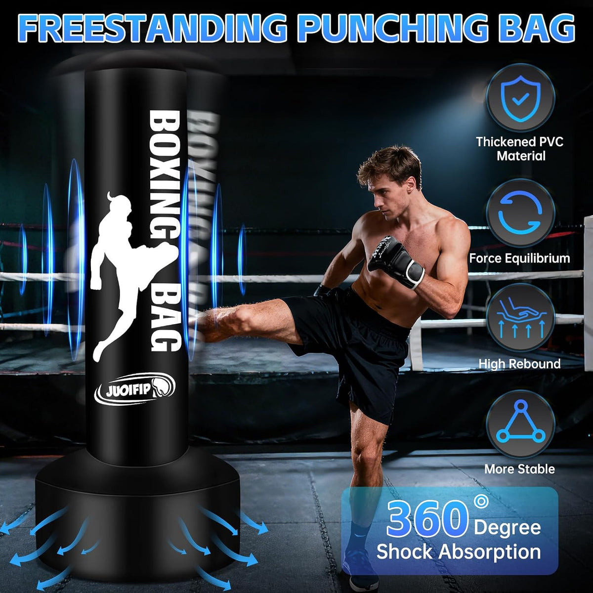 69-Inch Standing Punching Bag with Training Set for Adults, MMA Fitness Equipment