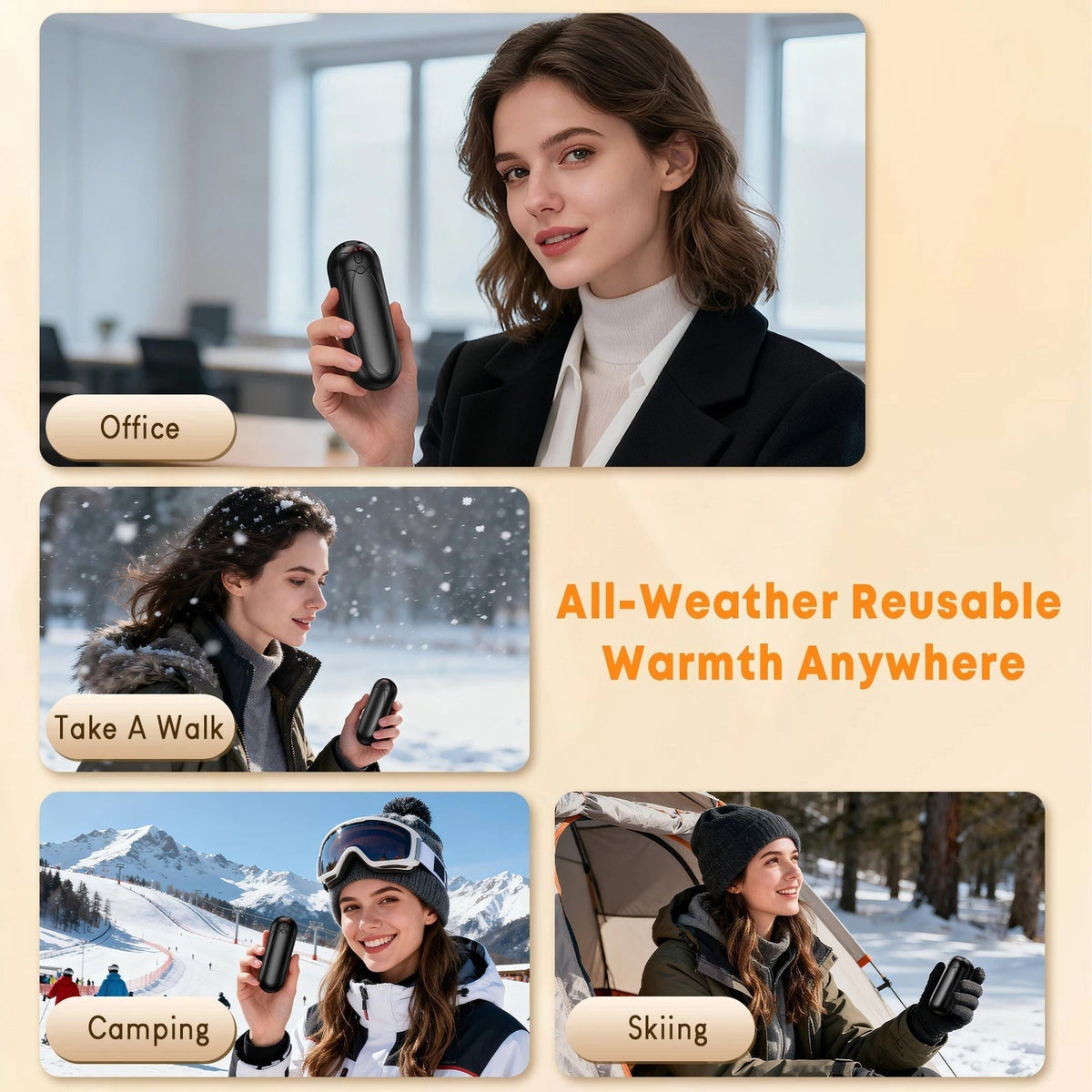 Rechargeable Hand Warmers 2 Pack with 3 Heat Levels, Portable USB 4000mAh