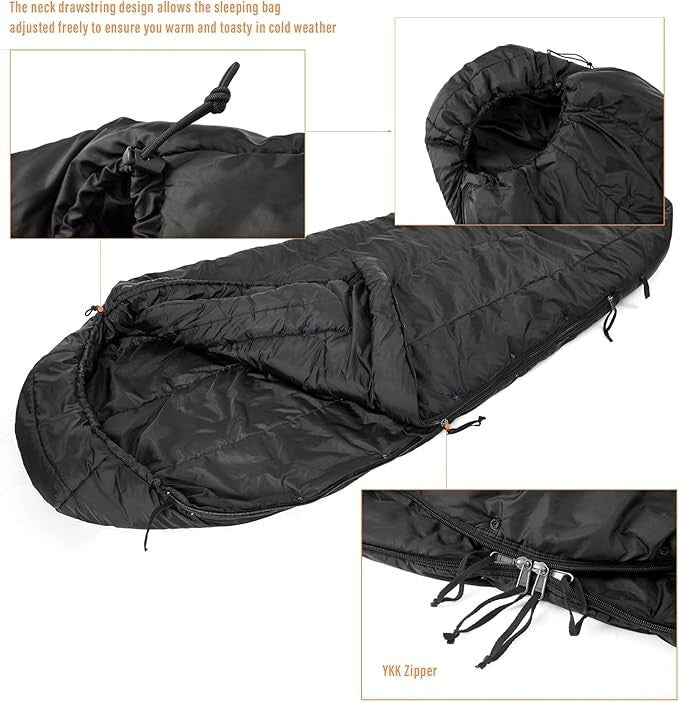 Military Cold Weather Sleeping Bag - -10°F Insulated Tactical Sleep System
